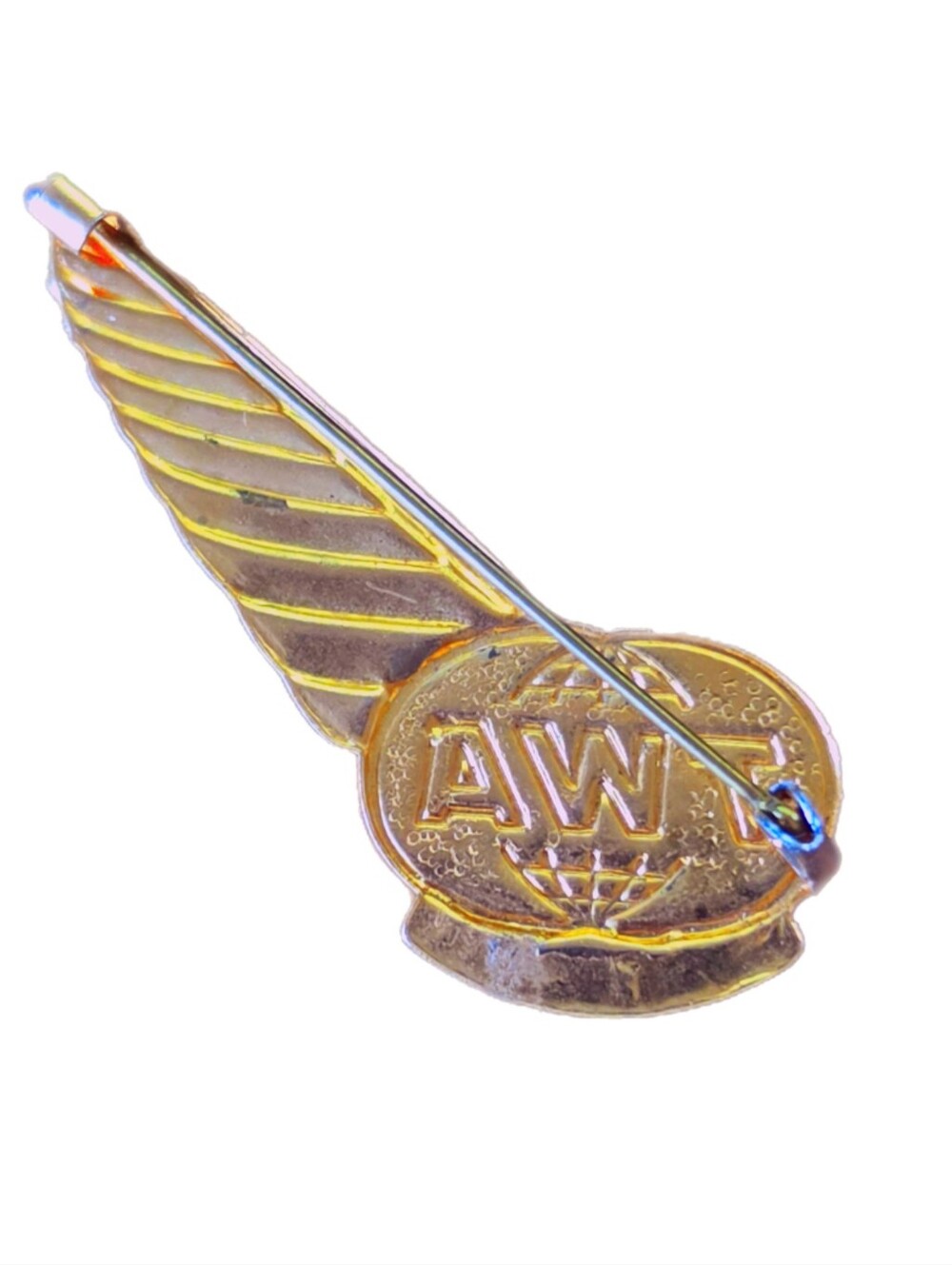Junior Hostess Gold and White Enamel Wing Pin - Picture 2 of 2